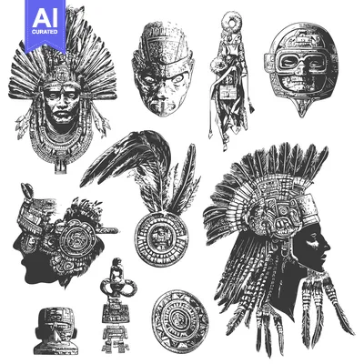 Premium design asset: Aztec Warriors and Feathered Headdresses