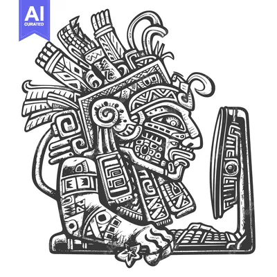 Aset premium populer: Aztec Warrior Using a Computer