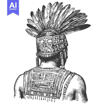 Aset premium populer: Aztec Warrior with Elaborate Headdress and Body Armor