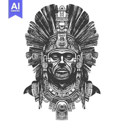 Aset premium populer: Aztec Warrior with Elaborate Headdress and Jewelry