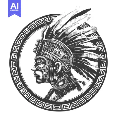 Aset premium populer: Aztec Warrior with Feather Headdress and Geometric Pattern