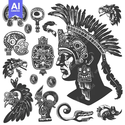 Aset premium populer: Aztec Warrior with Feathers, Masks, and Symbols