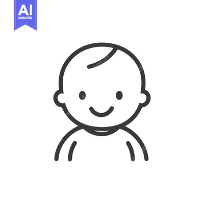 Aset premium populer: Simple line drawing illustration depicting a happy smiling child