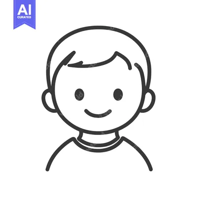Aset desain premium: A Simple Black And White Cartoon Illustration Of A Young Person