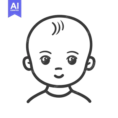 Aset desain premium: A simple and adorable line drawing of a baby face