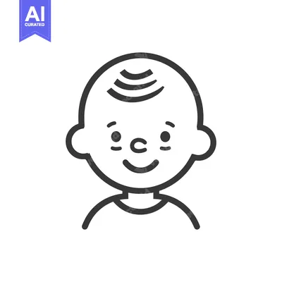 Aset premium populer: A simplistic illustration depicting a young childs smiling face