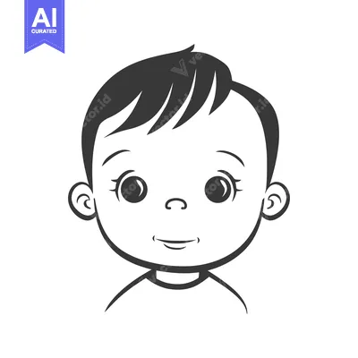 Aset premium populer: A sweet and adorable illustration of a happy baby face