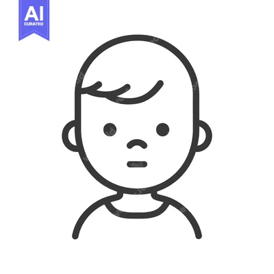 Aset premium populer: A simple line drawing depicting a young childs face