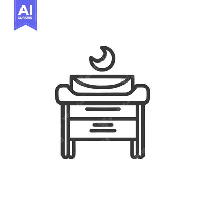 Aset desain premium: Minimalist Altar Icon with Crescent Moon Symbol Above