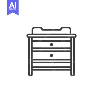 Premium design asset: Minimalist Dresser Icon: Two Drawers, Clean Lines, Modern Design