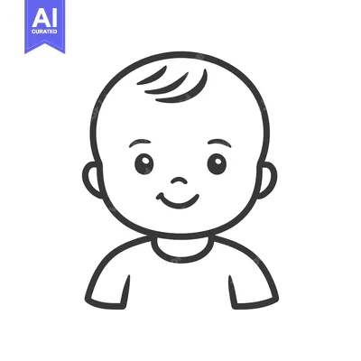 Aset desain premium: A simple and smiling cartoon illustration of a young child