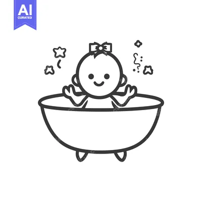 A happy baby is enjoying a relaxing bath in the tub