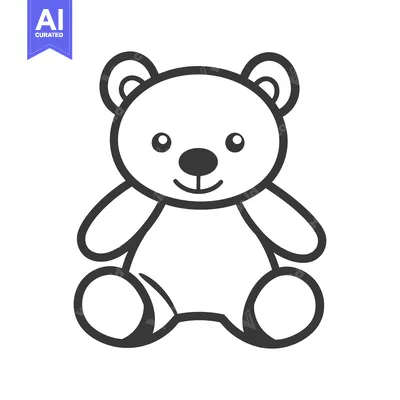 Premium design asset: A Friendly Smiling Cartoon Teddy Bear Sitting On A Surface