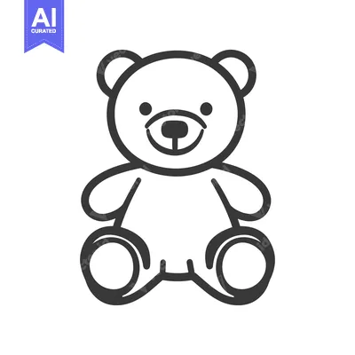 Aset desain premium: A Simple Black Line Drawing of a Teddy Bear
