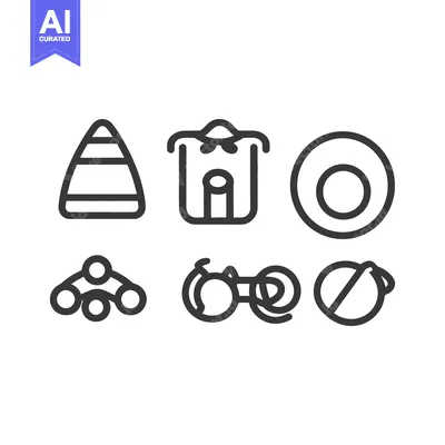 Aset desain premium: Black and white graphic icons displayed against a white background