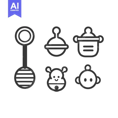 Popular premium asset: Simple vector illustrations of various baby related toys and accessori