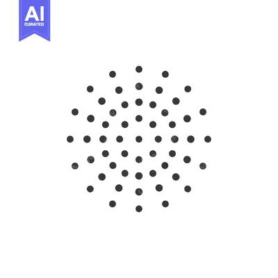 Aset desain premium: Geometric Arrangement: Symmetrical Cluster of Dark Gray Dots on White