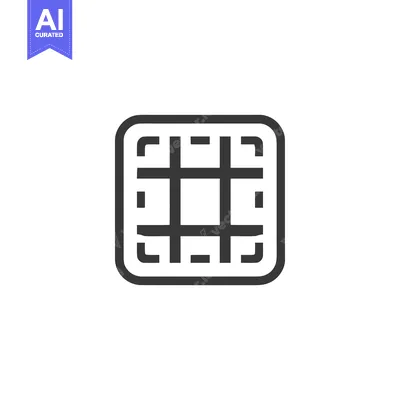 Aset desain premium: Minimalist Grid Icon: Rounded Square with Dashed Lines on White Backgr