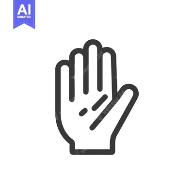 Aset desain premium: Minimalist Hand Icon: Open Palm Gesture in Bold Outline Style