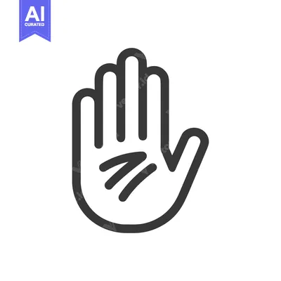 Aset desain premium: Stylized Hand Icon with Palm Lines on White Background