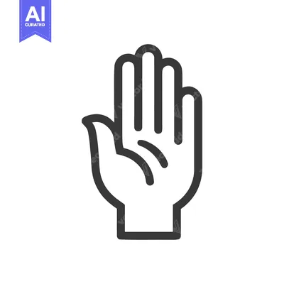 Aset desain premium: Minimalist Hand Icon: Open Palm Gesture in Bold Outline Style
