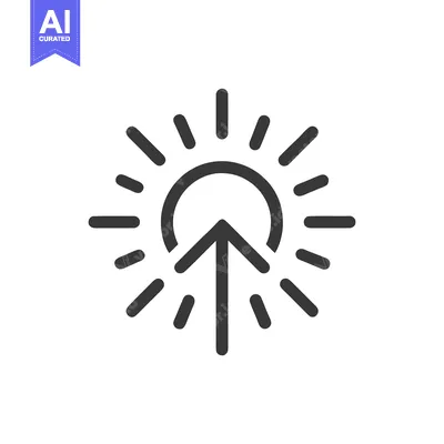 Aset desain premium: Minimalist Sun Arrow Icon: Upward Direction, Radiating Energy, Modern