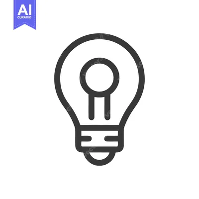 Aset desain premium: Minimalist Lightbulb Icon: Bold Outline on White Background, Idea Conc