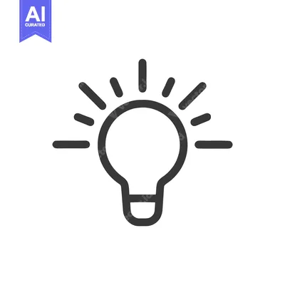 Aset desain premium: Minimalist Lightbulb Icon with Radiating Lines on White Background