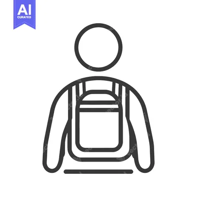 Aset desain premium: A simple outlined person carrying a backpack on their back