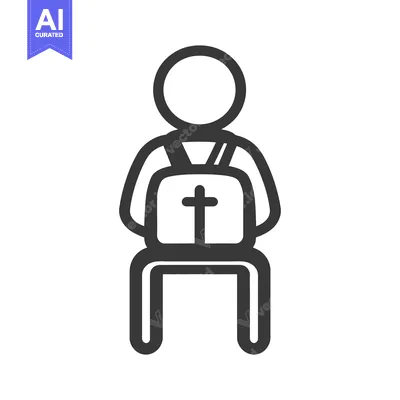 Aset desain premium: A simple outlined figure of a person sitting in a chair