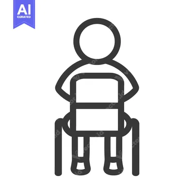 Premium design asset: A simple black and white line drawing of a seated person