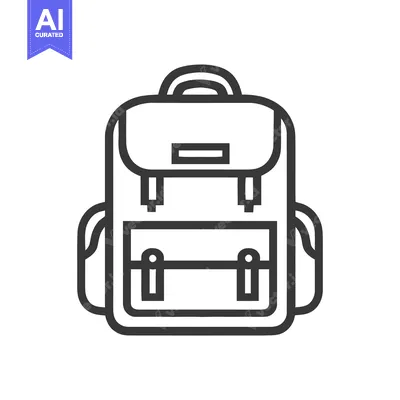 Aset desain premium: Minimalist Backpack Icon: Clean Line Art for Travel and Adventure
