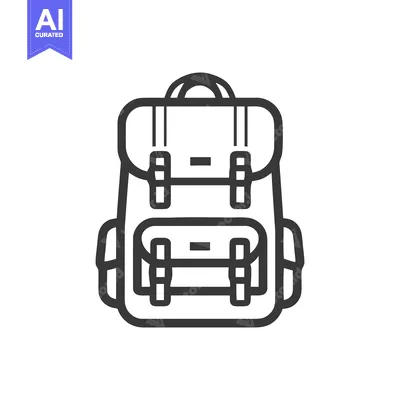 Aset desain premium: Minimalist Backpack Icon: Adventure Ready, Black and White Design