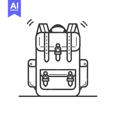 Aset premium populer: Detailed line art drawing featuring a classic style backpack