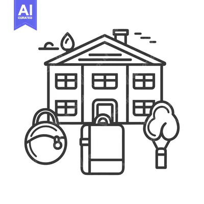 Premium design asset: House featuring luggage and bag representing relocation or travel conc