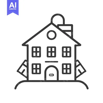 Aset desain premium: Simple black and white illustration of a house on display