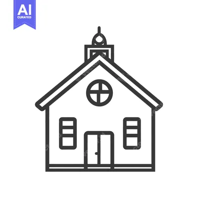 Aset desain premium: Simple black and white line art illustration of a building structure