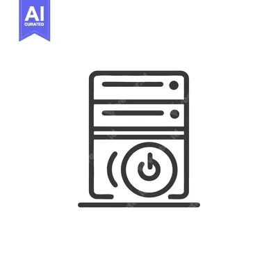 Aset desain premium: Minimalist Server Icon: Power Button, Data Storage, Outline Style