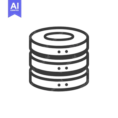 Aset desain premium: Minimalist Database Icon: Three-Tiered Storage with Data Points in Bol