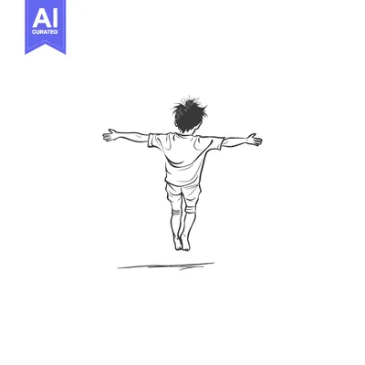 Aset desain premium: Back View of a Boy with Arms Outstretched