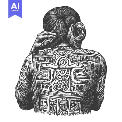 Aset premium populer: Back View of a Person with Intricate Tattoo Designs