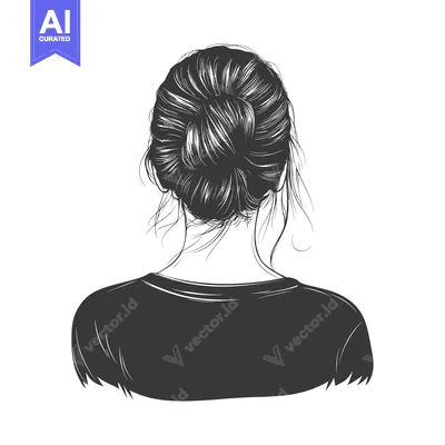 Aset premium populer: Back View of a Woman with a Bun Hairstyle