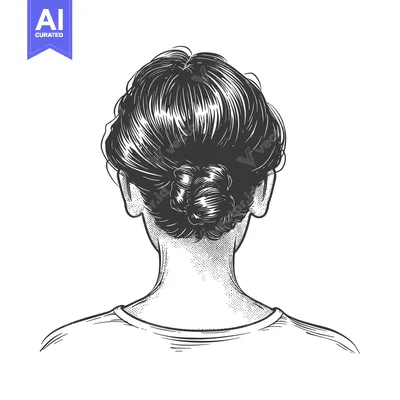 Popular premium asset: Back View of a Woman with a Bun Hairstyle