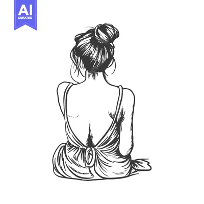 Popular premium asset: Back View of a Woman with Hair in a Bun Wearing a Strapless Dress