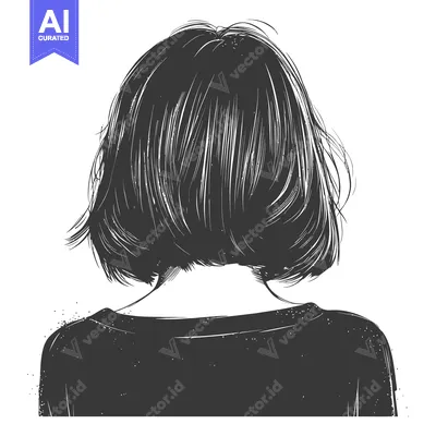 Aset premium populer: Back View of a Woman with Short, Wavy Hair