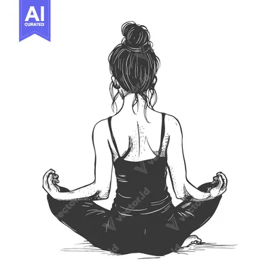 Aset desain premium: Back View of Woman Sitting in a Meditation Pose