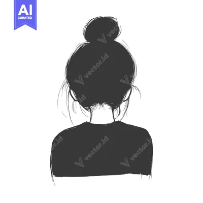Popular premium asset: Back View Silhouette of Woman with Hair in Bun