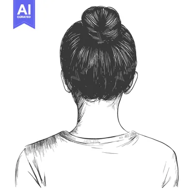 Popular premium asset: Back view sketch of a woman with a bun hairstyle