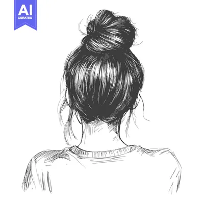 Popular premium asset: Back View Sketch of a Woman with Hair in a Bun