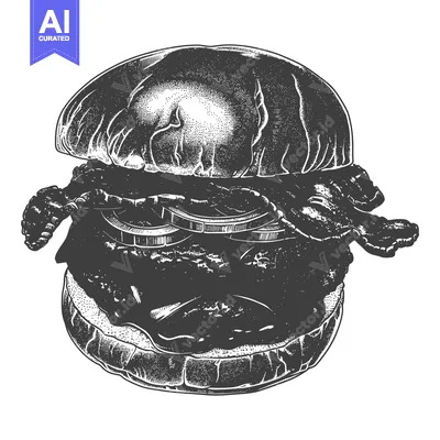 A detailed illustration of a delicious bacon burger